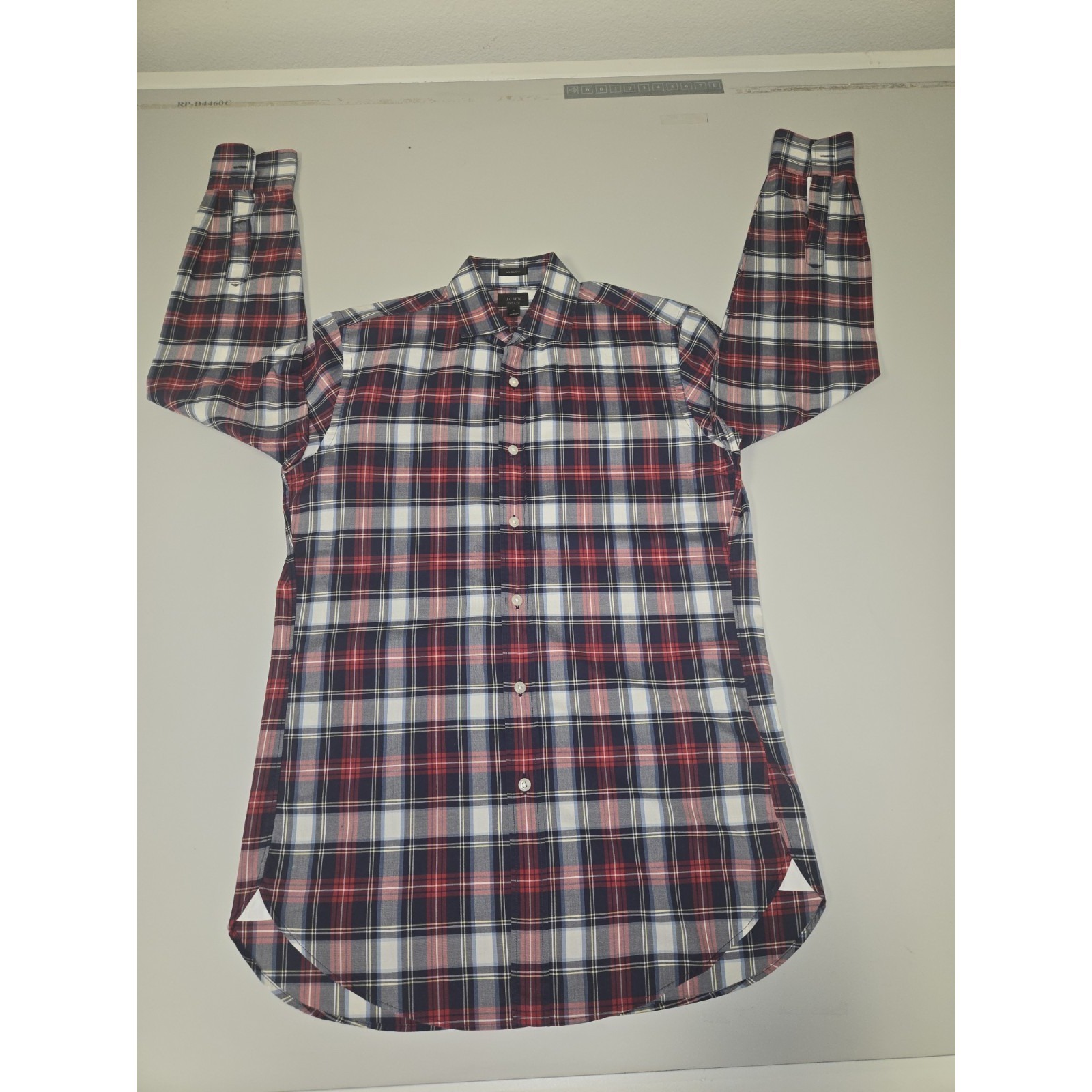 J Crew Men's Ludlow 120's 2 Ply L/S Plaid Button Up Shirt Red Navy Beige Size S